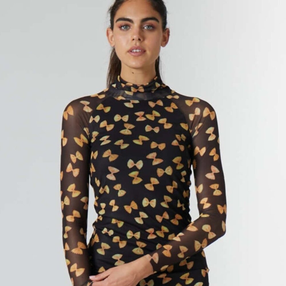 Rachel Antonoff Lily Printed Mesh Bowtie Pasta Dress- XL-  Barely worn!